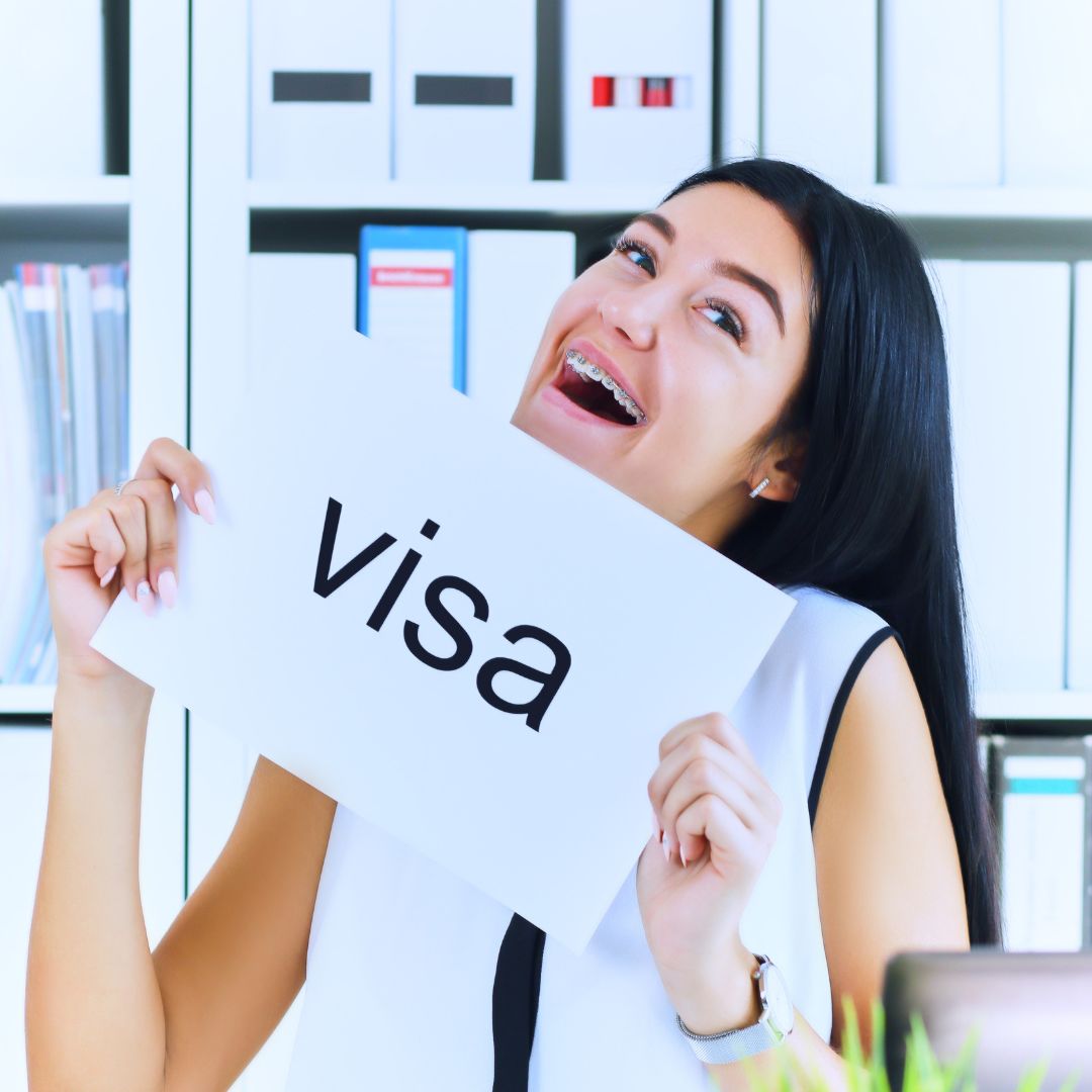 happy girl with visa - widen happy girl with visa - widen